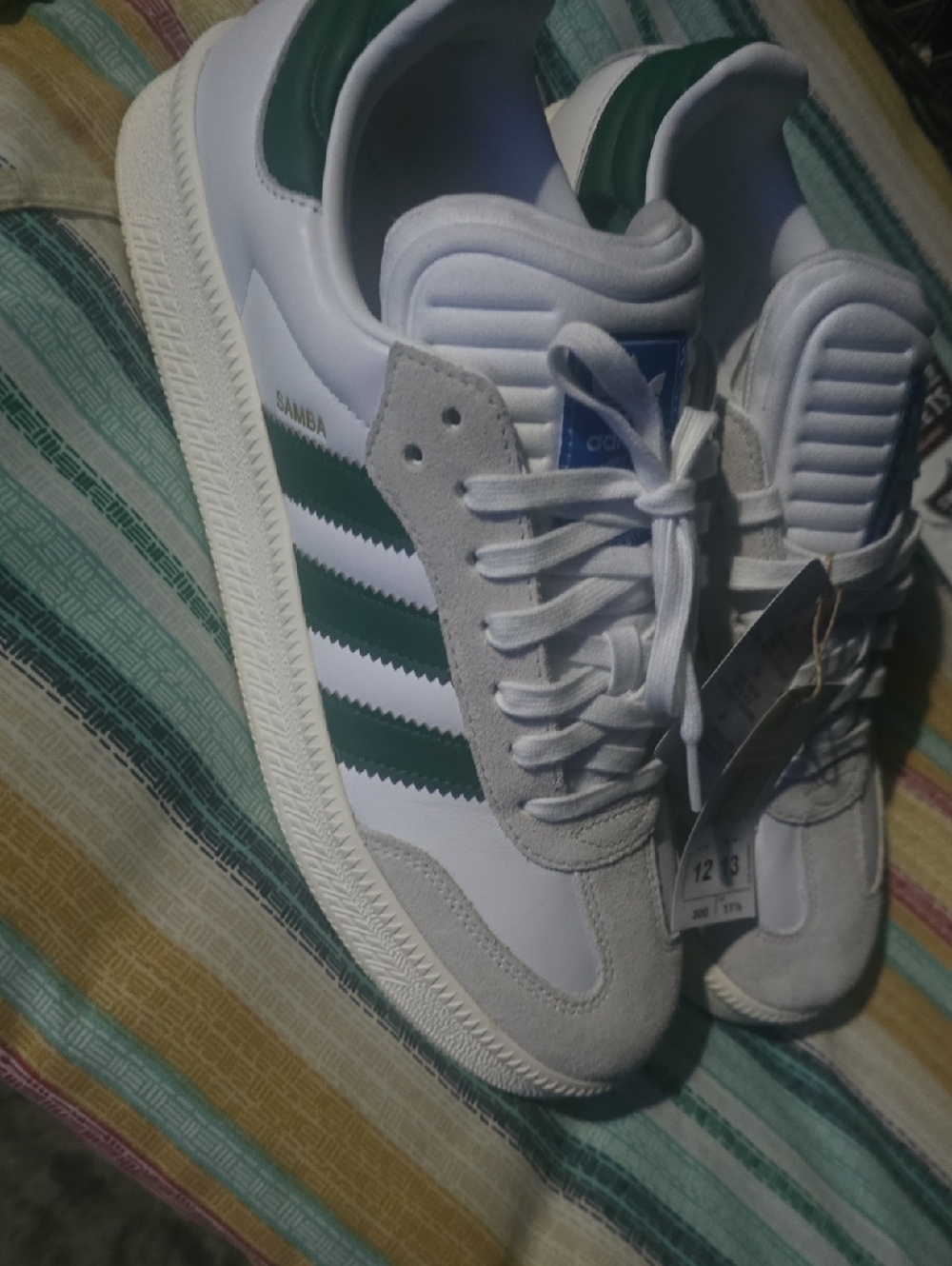 adidas Samba Low-Top Sneakers in White and Green